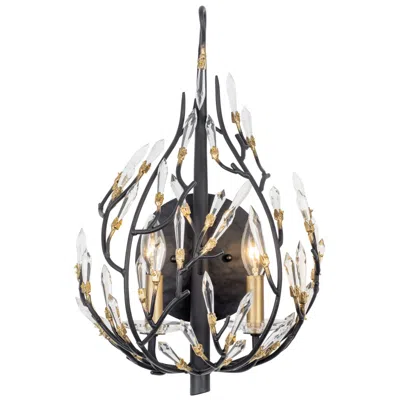 Varaluz Bask 2-lt Crystal Sconce - Matte Black/french Gold