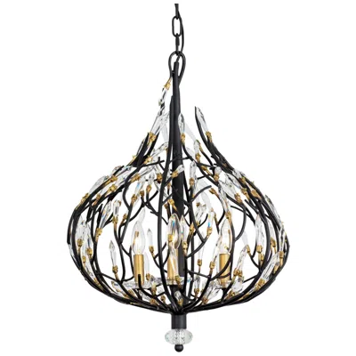 Varaluz Bask 3-lt Crystal Pendant - Matte Black/french Gold