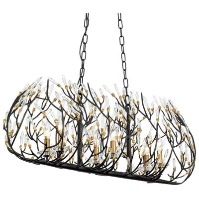 Varaluz Bask 6-lt Crystal Linear Pendant - Matte Black/french Gold