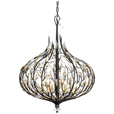 Varaluz Bask 6-lt Crystal Pendant - Matte Black/french Gold