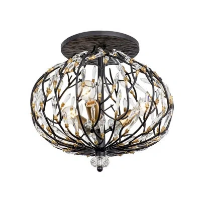 Varaluz Bask Semi Flush Mount In Black,gold