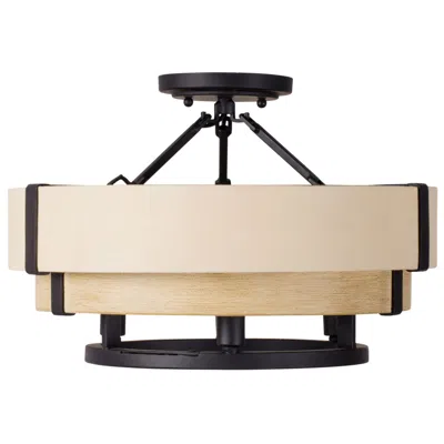 Varaluz Blonde Moment 3-lt Semi-flush - Matte Black/honey/medium Oak