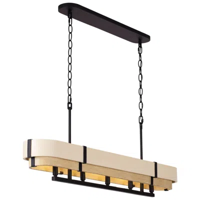 Varaluz Blonde Moment 5-lt Linear Pendant - Matte Black/honey/medium Oak