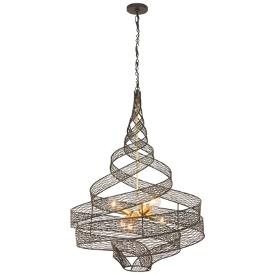 Varaluz Casa Flow 26" Wide Gold Matte Black 6-light Pendant