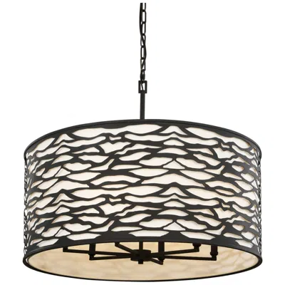 Varaluz Casa Kato 30" Wide Carbon Black 6-light Drum Pendant