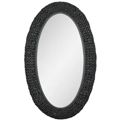 Varaluz Casa Varaluz Athena 24" X 40" Matte Black/black Seagrass Oval Wall Mir