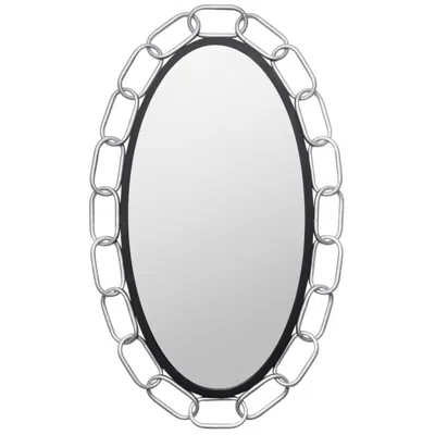 Varaluz Chains Of Love 24x40 Oval Wall Mirror - Matte Black/textured Silver