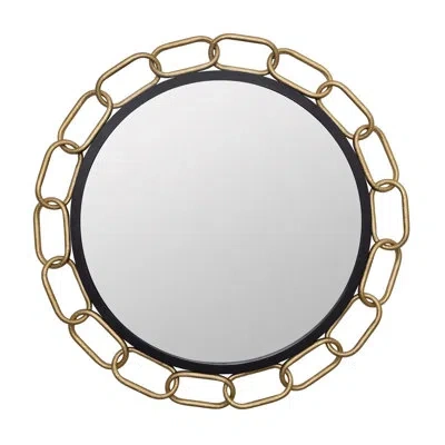 Varaluz Chains Of Love 30-in Round Wall Mirror In Textured Gold