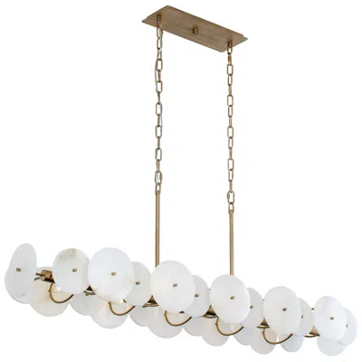 Varaluz Cosmos 50" Wide 10-light Havana Gold White Disc Linear Pendant