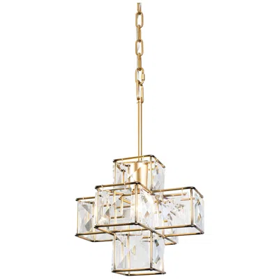 Varaluz Cubic 12"w Calypso Gold And Crystal Mini Pendant
