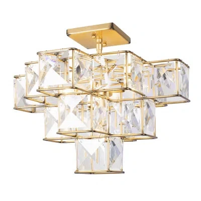 Varaluz Cubic 5-light Semi-flush Ceiling Light In Gold