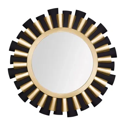 Varaluz Daphne 36-in Wall Mirror - Matte Black/french Gold In Gold;black