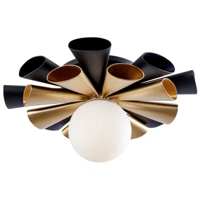Varaluz Daphne Convertible Flush Mount Light - Matte Black & French Gold - Smal