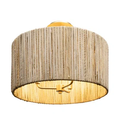 Varaluz Djibril Rattan Semi Flush Mount In Gold