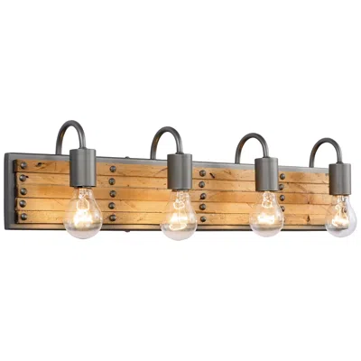 Varaluz Ella Jane 28" Wide New Bronze And Honey Wood 4-light Bath Light