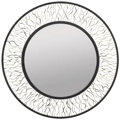 Varaluz Estela 30-in Round Wall Mirror - Matte Black/french Gold