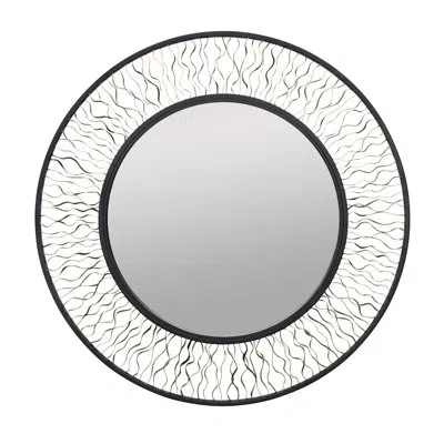 Varaluz Estela 30-in Round Wall Mirror - Matte Black/french Gold In Matte Black;antique Brass;black