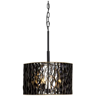 Varaluz Estela 3-lt Convertible Pendant/semi-flush - Matte Black/french Gold