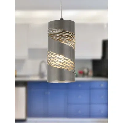 Varaluz Flow 1 Light Cylinder Mini Pendant In Steel