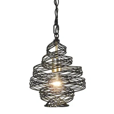 Varaluz Flow 1 Light Twist Mini Pendant In Gold;matte Black