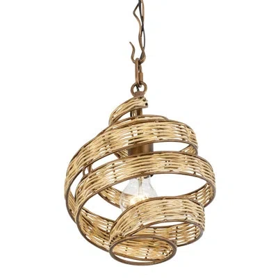Varaluz Flow 1 Light Twist Pendant In Antique Brass;natural