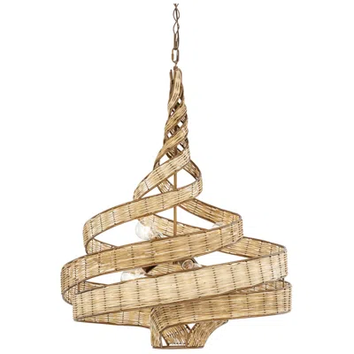 Varaluz Flow 26" Wide Baguette Natural Rattan 6-light Twist Pendant