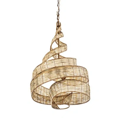 Varaluz Flow 3 Light Twist Pendant In Antique Brass;natural