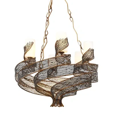 Varaluz Flow 6-light Shaded Geometric Chandelier In Hammered Ore