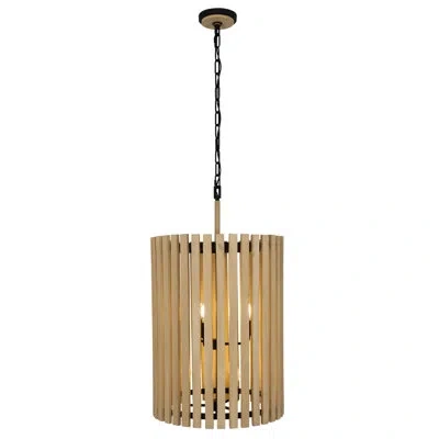Varaluz Giobbe 6 - Light Cylinder Pendant In Matte Black,medium Walnut