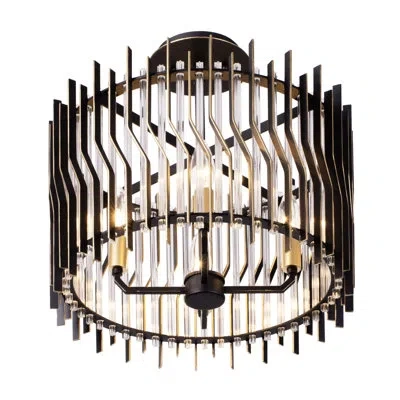 Varaluz Glass Semi Flush Mount In Black,gold