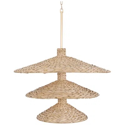 Varaluz Hilton Head 15-lt 3-tier Pendant - French Gold/natural Seagrass
