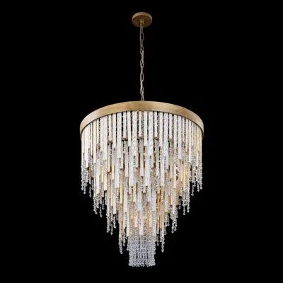 Varaluz Lafayette 13-light Dimmable Crystal Chandelier In Gold,brass