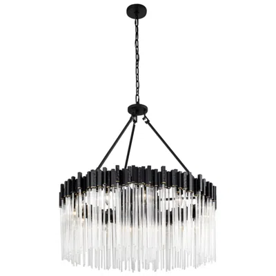 Varaluz Matrix 12-lt Pendant - Matte Black & French Gold