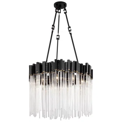Varaluz Matrix 25" Wide 9-light Black And Gold Glass Pendant