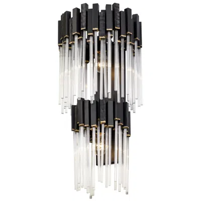 Varaluz Matrix 2-lt 2-tier Sconce - Matte Black & French Gold