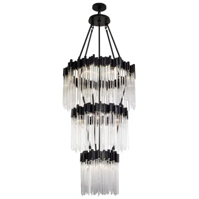 Varaluz Matrix 30" Wide Matte Black 3-tier Chandelier