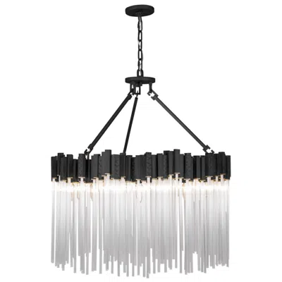 Varaluz Matrix 30" Wide Matte Black Chandelier W/ Glass Rods