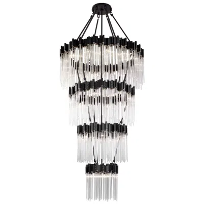 Varaluz Matrix 30-lt 4-tier Chandelier - Matte Black & French Gold