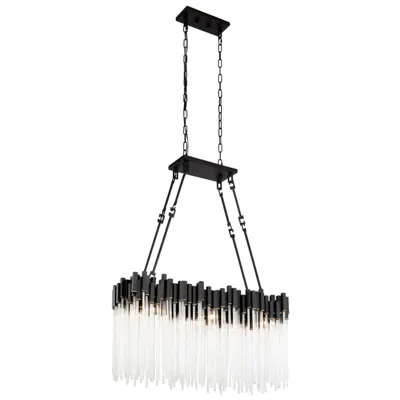 Varaluz Matrix 6-lt Linear Pendant - Matte Black & French Gold