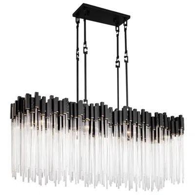 Varaluz Matrix 8-lt Linear Pendant - Matte Black & French Gold