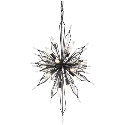 Varaluz Orbital 20" Wide Carbon And Crystal Foyer Pendant