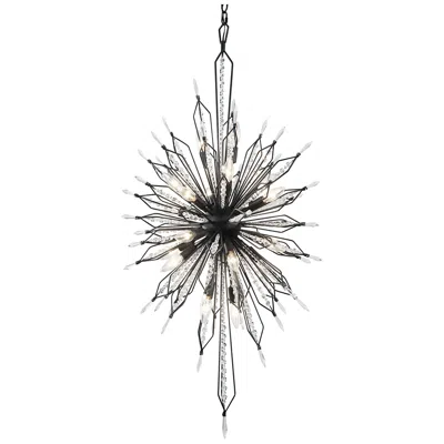 Varaluz Orbital 24" Black And Crystal 20-light Modern Foyer Chandelier
