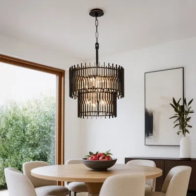 Varaluz Park Row 2-tier Chandelier In Black,gold