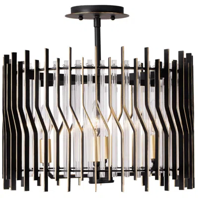 Varaluz Park Row 4-lt Semi-flush - Matte Black/french Gold