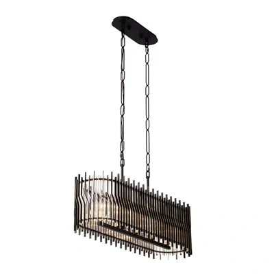 Varaluz Park Row 5-light Linear Pendant In Black,gold