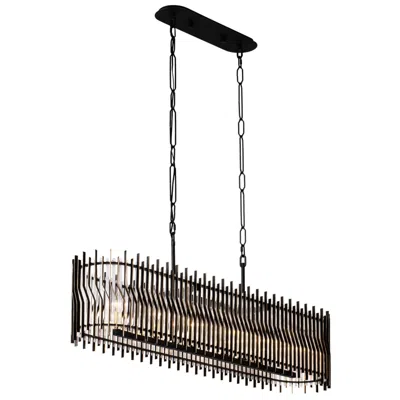 Varaluz Park Row 6-lt Linear Pendant - Matte Black/french Gold
