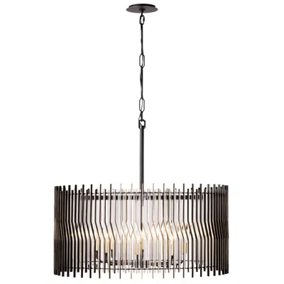 Varaluz Park Row 8-lt Pendant - Matte Black/french Gold