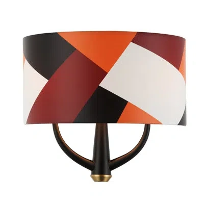 Varaluz Patchwork 2-lt Sconce - Black/satin Brass/patchwork In Matte Black;satin Brass
