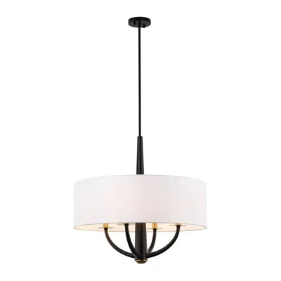 Varaluz Patchwork 4-lt Pendant - Black/satin Brass In Matte Black