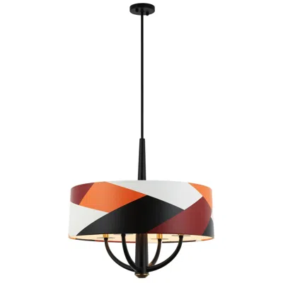 Varaluz Patchwork 4-lt Pendant - Black/satin Brass/patchwork